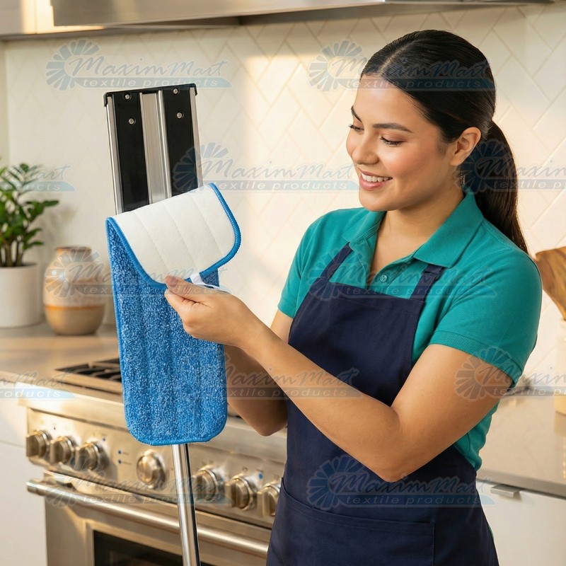 18” Microfiber Looped Flat Mop Set, 400GSM, Pro Grade, (1 Handle/1 Frame/2 Pads) gallery