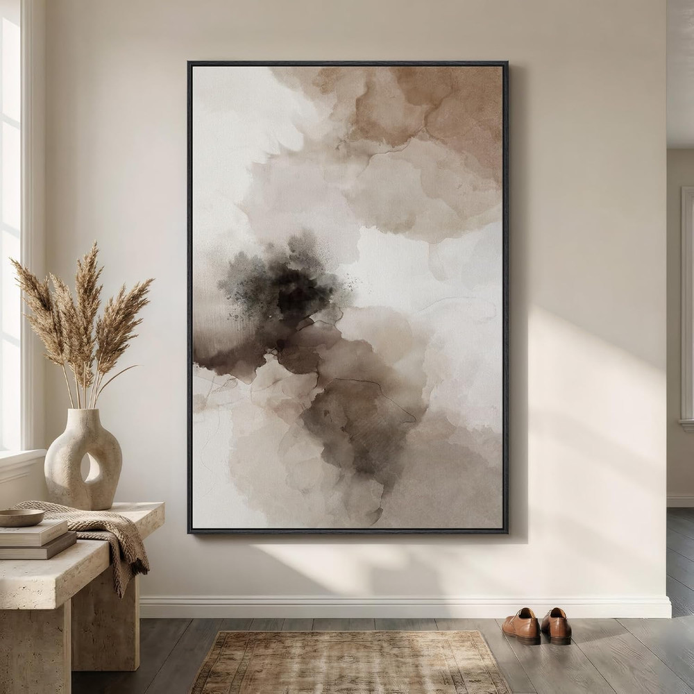 Extra Large Neutral Abstract Wall Art for Modern Living Room Decor 40x60 In