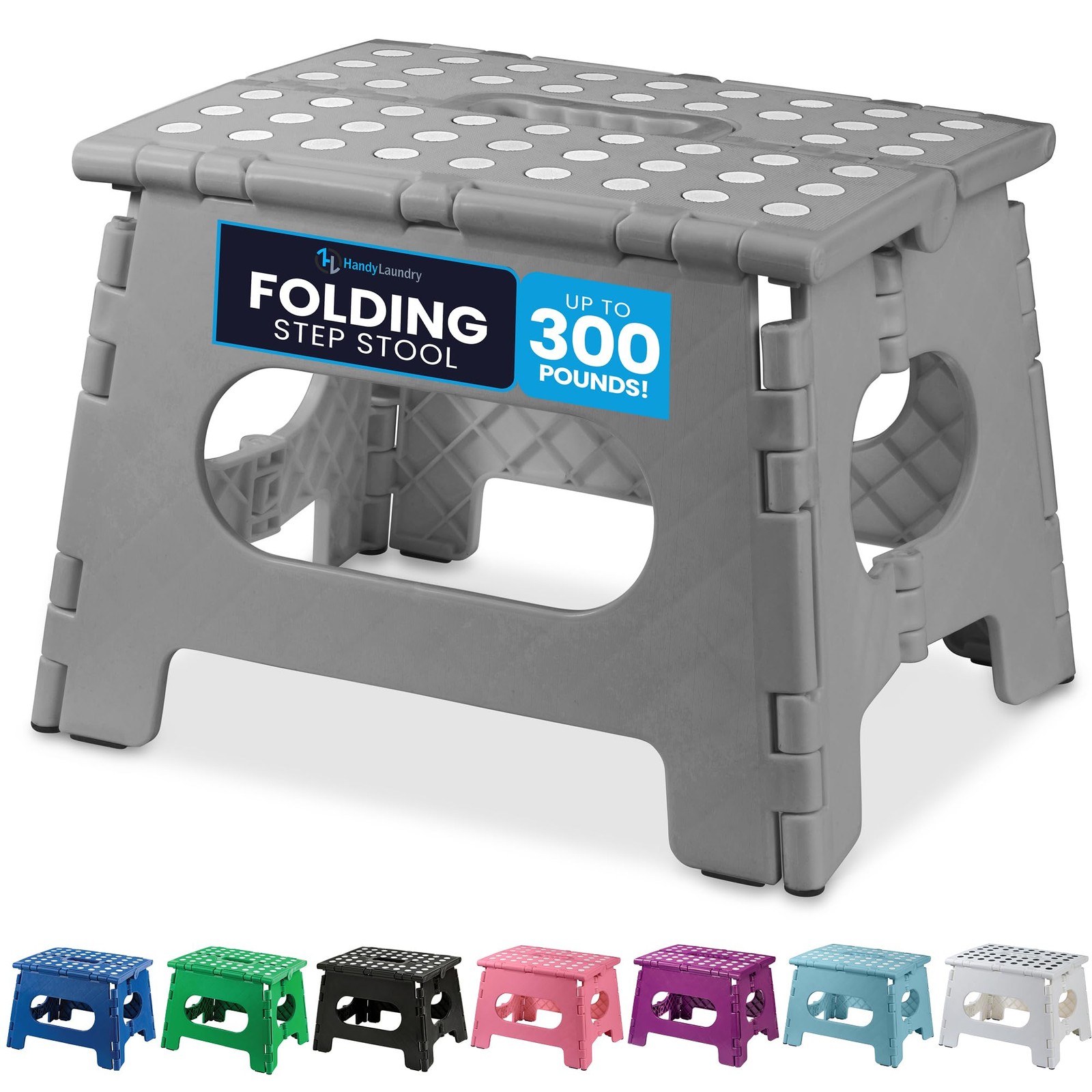 9" Folding Step Stool Lightweight Collapsible Stool One Flip Open Design Gray gallery