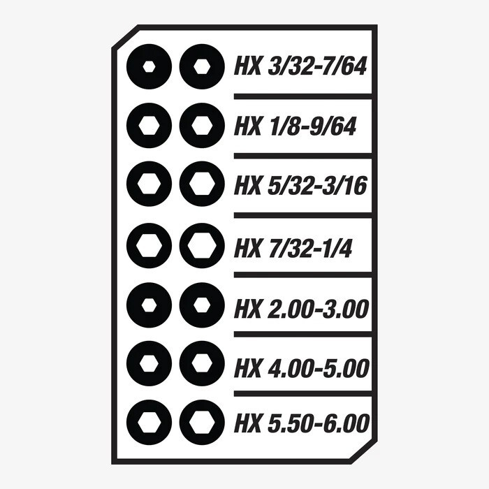 Megapro Hex Screwdriver Replacement Bit Set SAE 3/32" - 1/4" Metric 3-6mm 151HX gallery