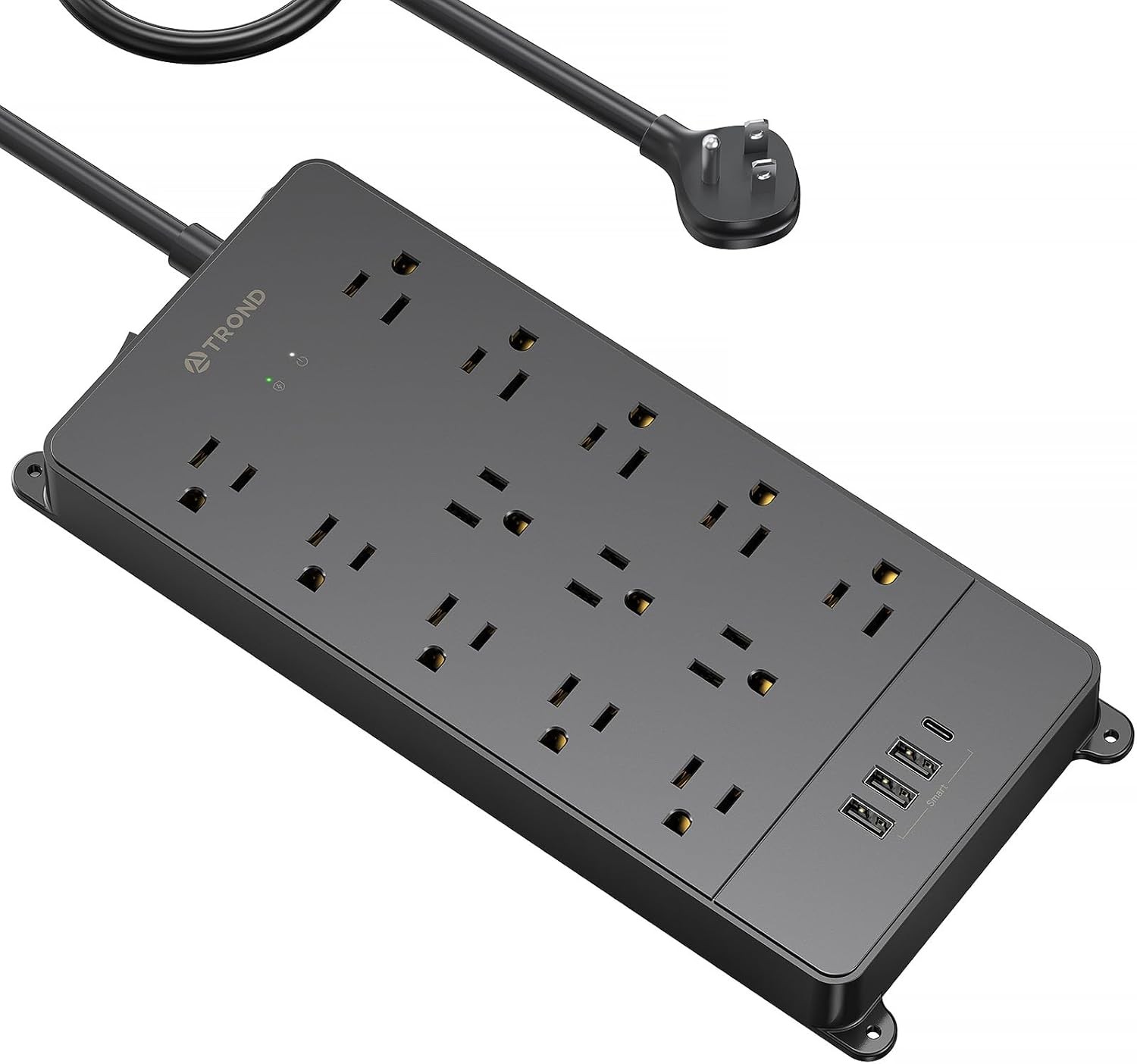Surge Protector Power Strip, 13 Outlets, USB-C, 10FT Cord, 4000J, Black gallery