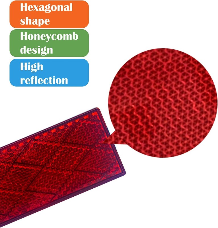 DOT CCC 2pcs Rectangle Reflector Self Adhesive Stick on Trailer Dri Color: Red gallery