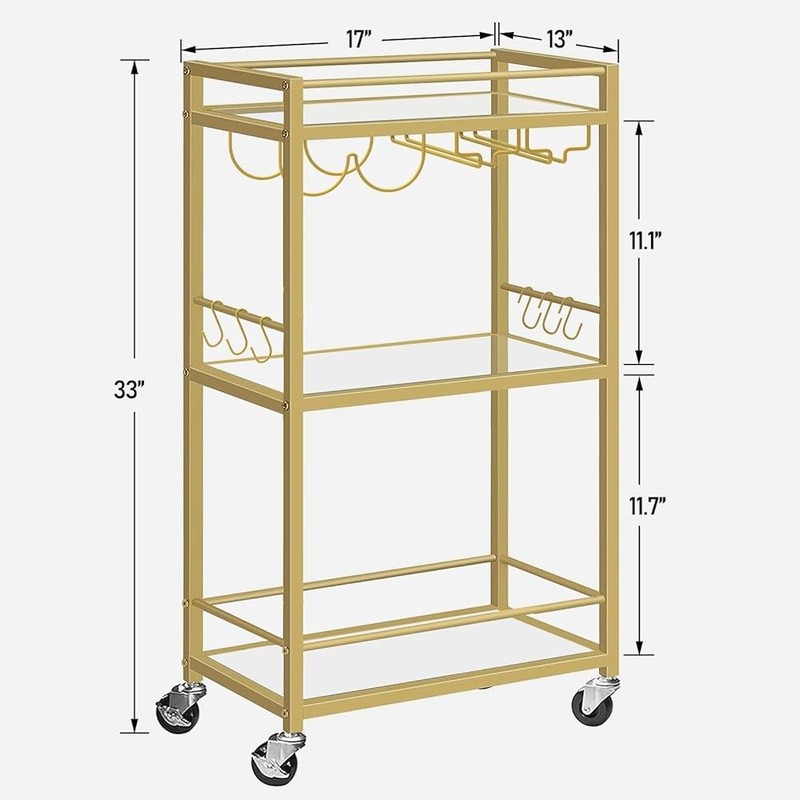 Multifunctional Bar Cart Serving Kitchen Drink Cart W/ Wine Rack & Wheels New gallery