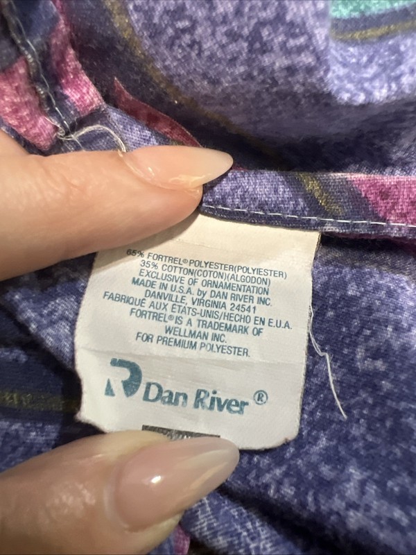 Dan River ︱Twin Flat︱Sheet︱90's ︱Purple︱Violet︱Teal︱Geometric ︱Vintage gallery