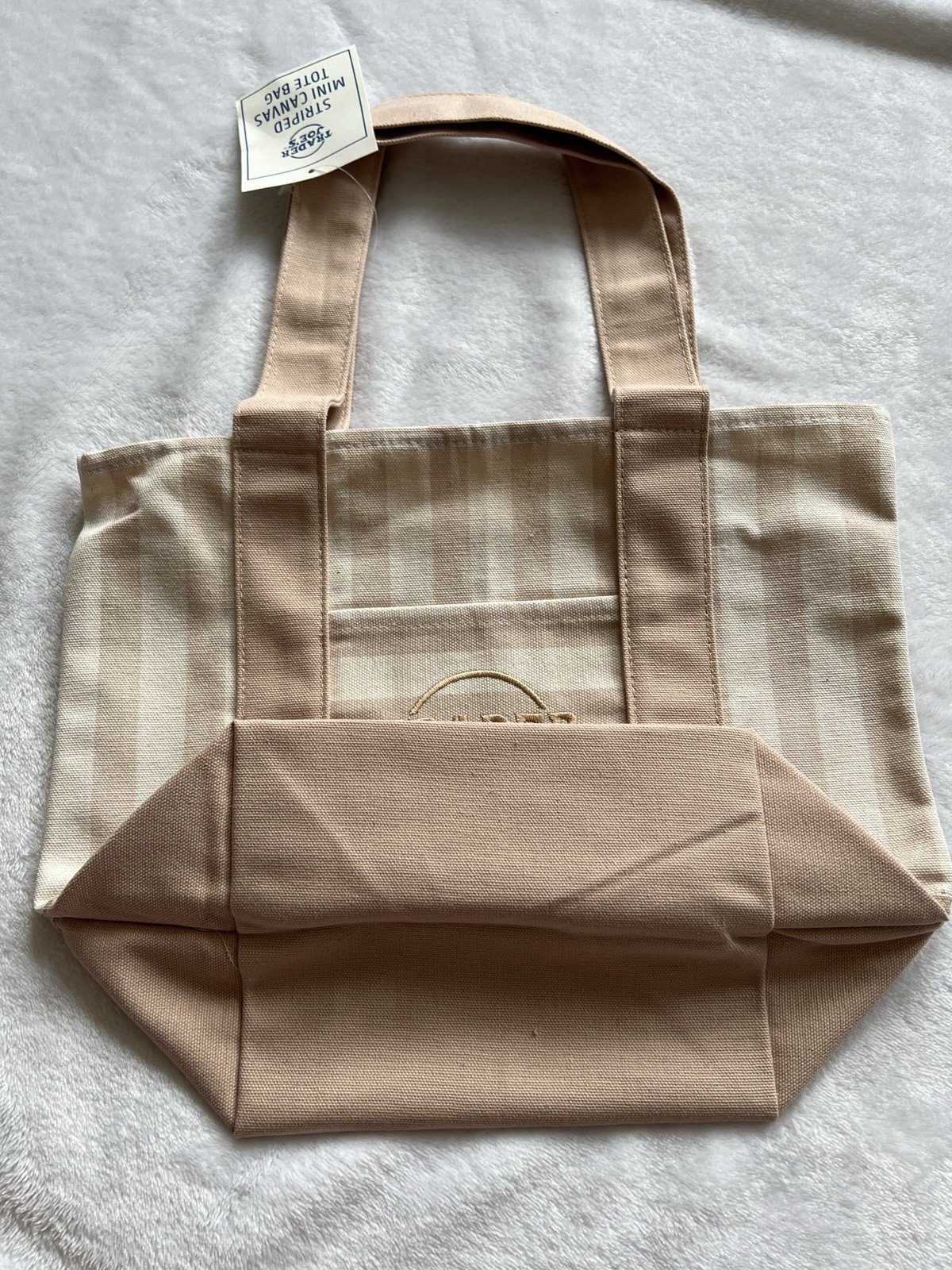 Trader Joe’s Mini Pastel Stripe Canvas Tote Bag - Stripe Pastel Brown 2026 gallery