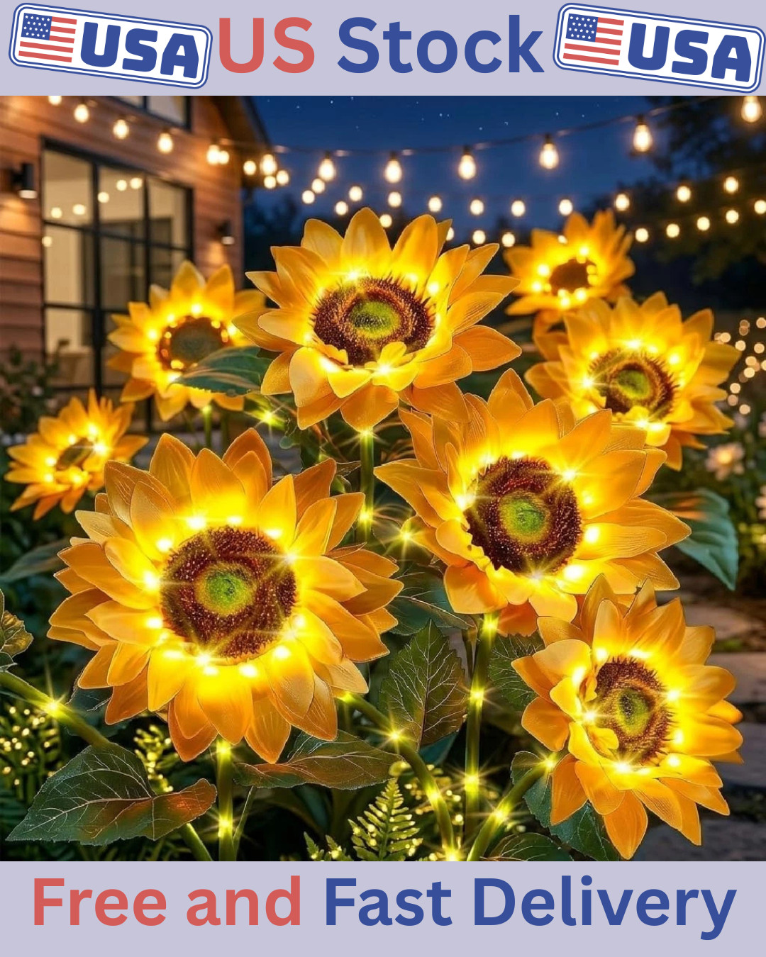 Solar Flowers Outdoor Waterproof: 3 Pack 9 Silk Sunflower Solar Lights with 800M gallery