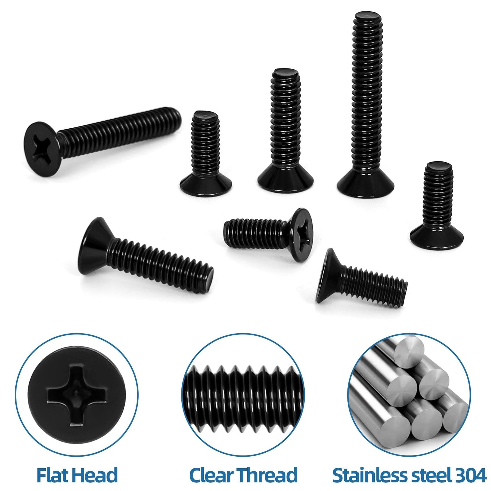 M6 x 16mm Countersunk Flat Head Machine Screws, Full Thread, 304 Stainless St... gallery
