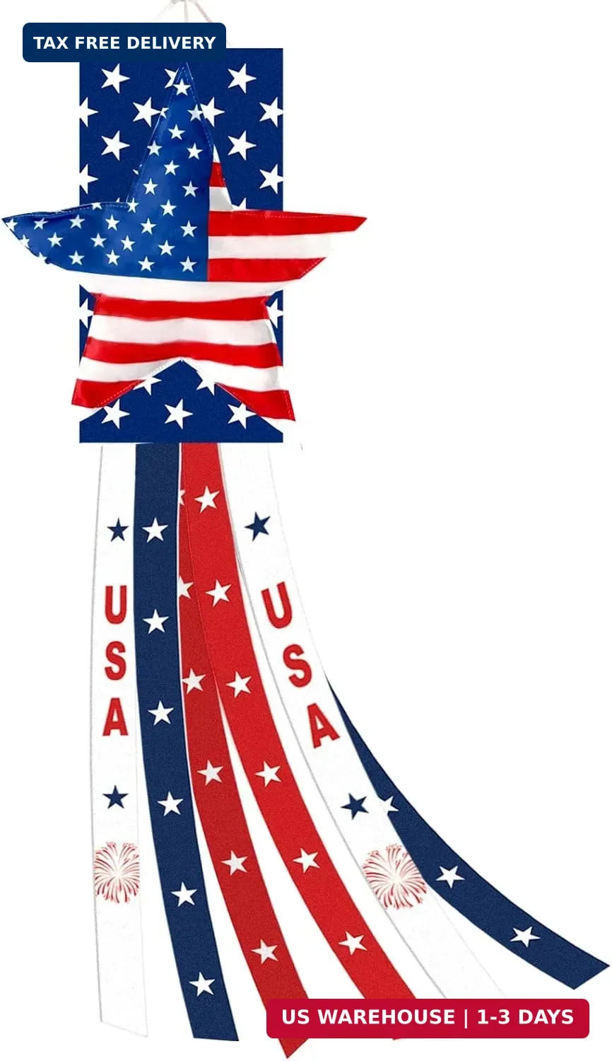 40 Inches USA Star Windsock Decoration, Patriotic Themed Hanging Wind Sock Ornam gallery