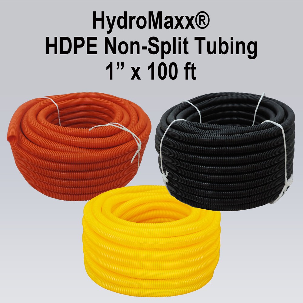 1" x 100' Non-Split HDPE Wire Loom Tubing - Black, Orange or Yellow