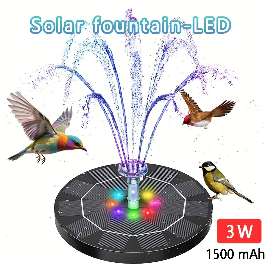 Powered Fountain with LED Light,1500mAh Battery,for DIY Water Features,Bird Bath gallery