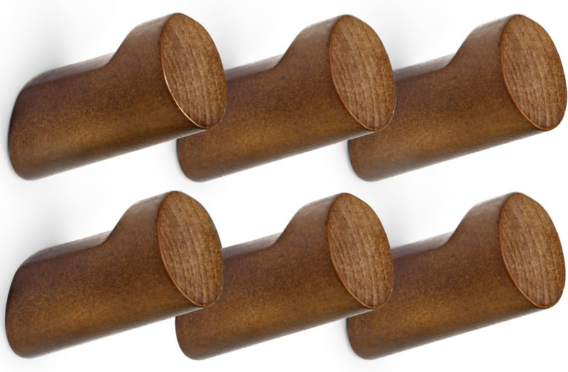 Wood Wall Hooks for Hanging, 6 Pack Hat Hook for Walls, Coat Hook Wall Mount, Ba gallery