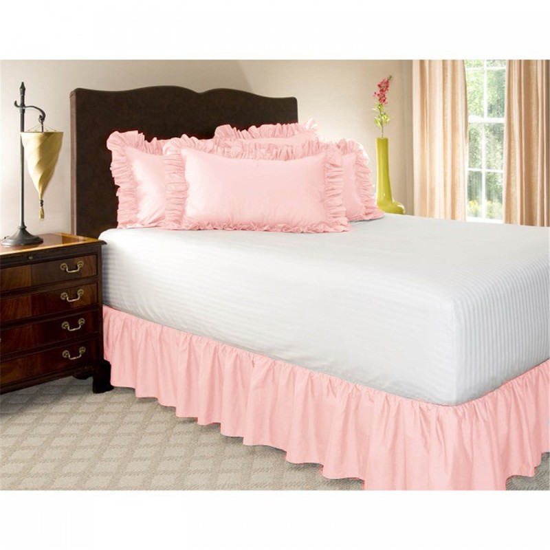 Elastic Bed Skirt Solid Color Hollow Ruffle Bed Cover Twin Full Queen King Size gallery