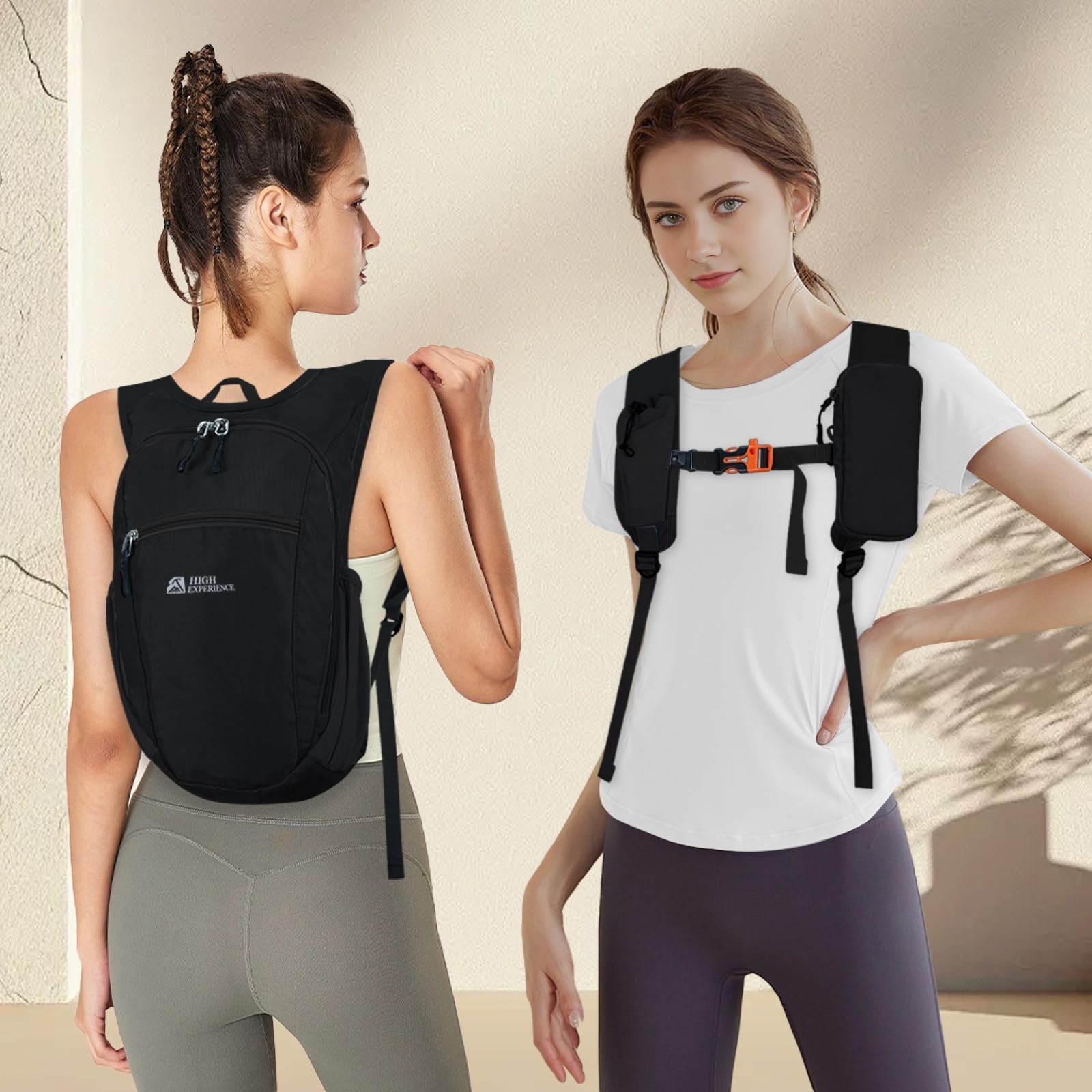 10L Black Small Daypack Lightweight Packable Travel Foldable Backpack Men 2