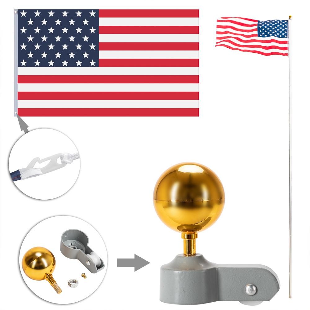 25/20ft Outdoor Decoration Sectional Halyard Pole US America Flag Flagpole Kit gallery