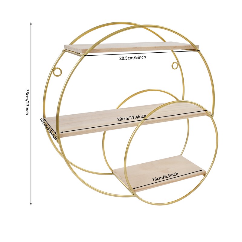 Wall Mounted Circular Storage Rack 10 x 33cm Shelf, 3-tier Storage Display Rack gallery