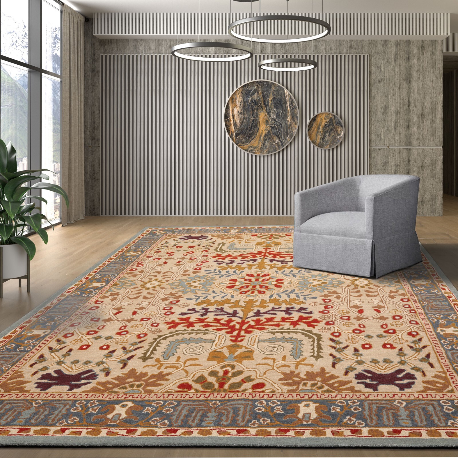 Multi Sizes Handmade 100% Wool Arts & Craft Transitional Oriental Area Rug Beige gallery