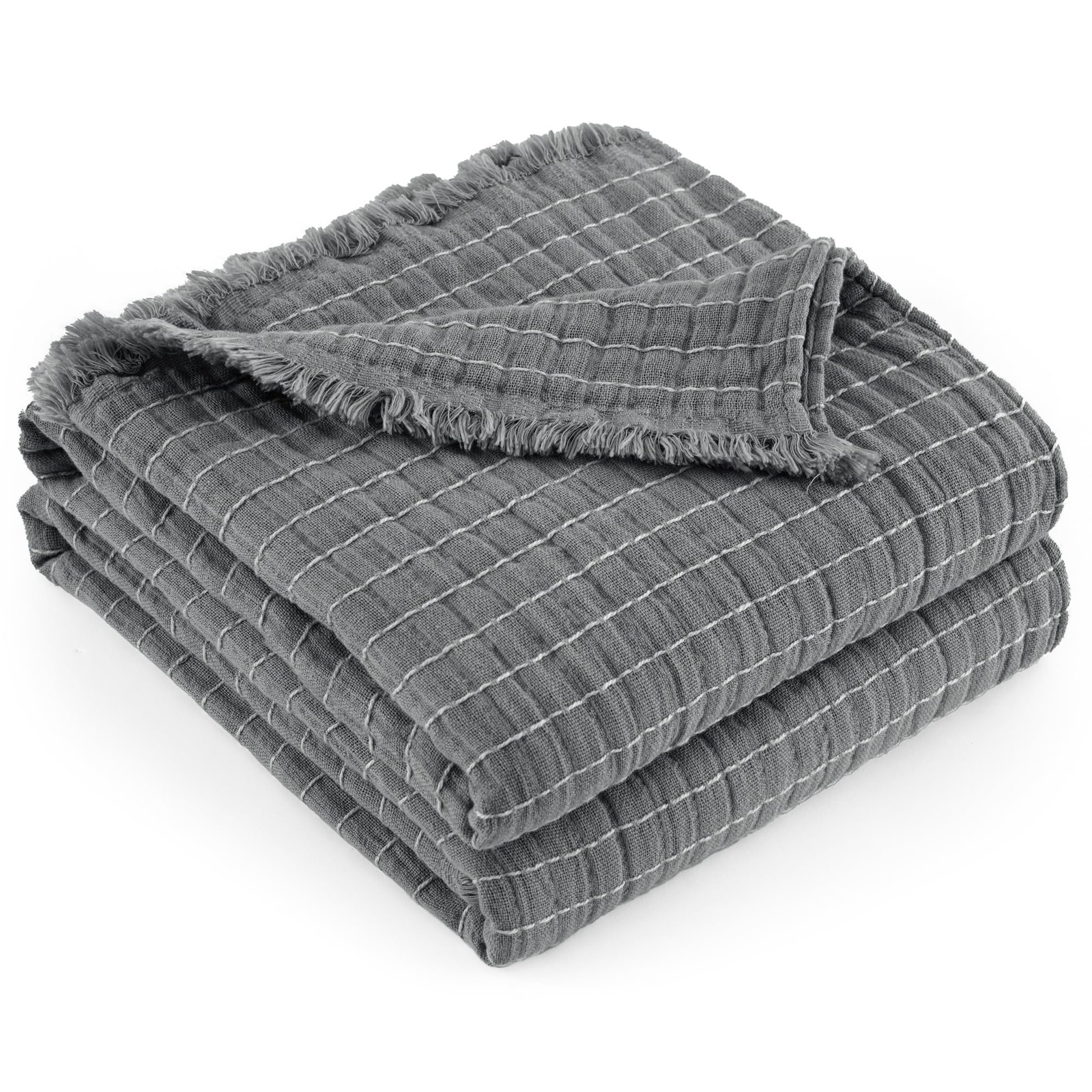 100% Cotton Muslin King Size Throw Blanket for Bed Gauze Fall Blankets Lightw... gallery