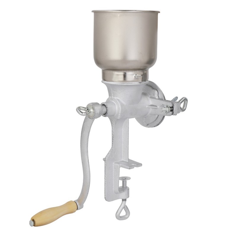 Grain Grinder Hand Cranking Operation Silver Home Use Corn Coffee Wheat Manual gallery