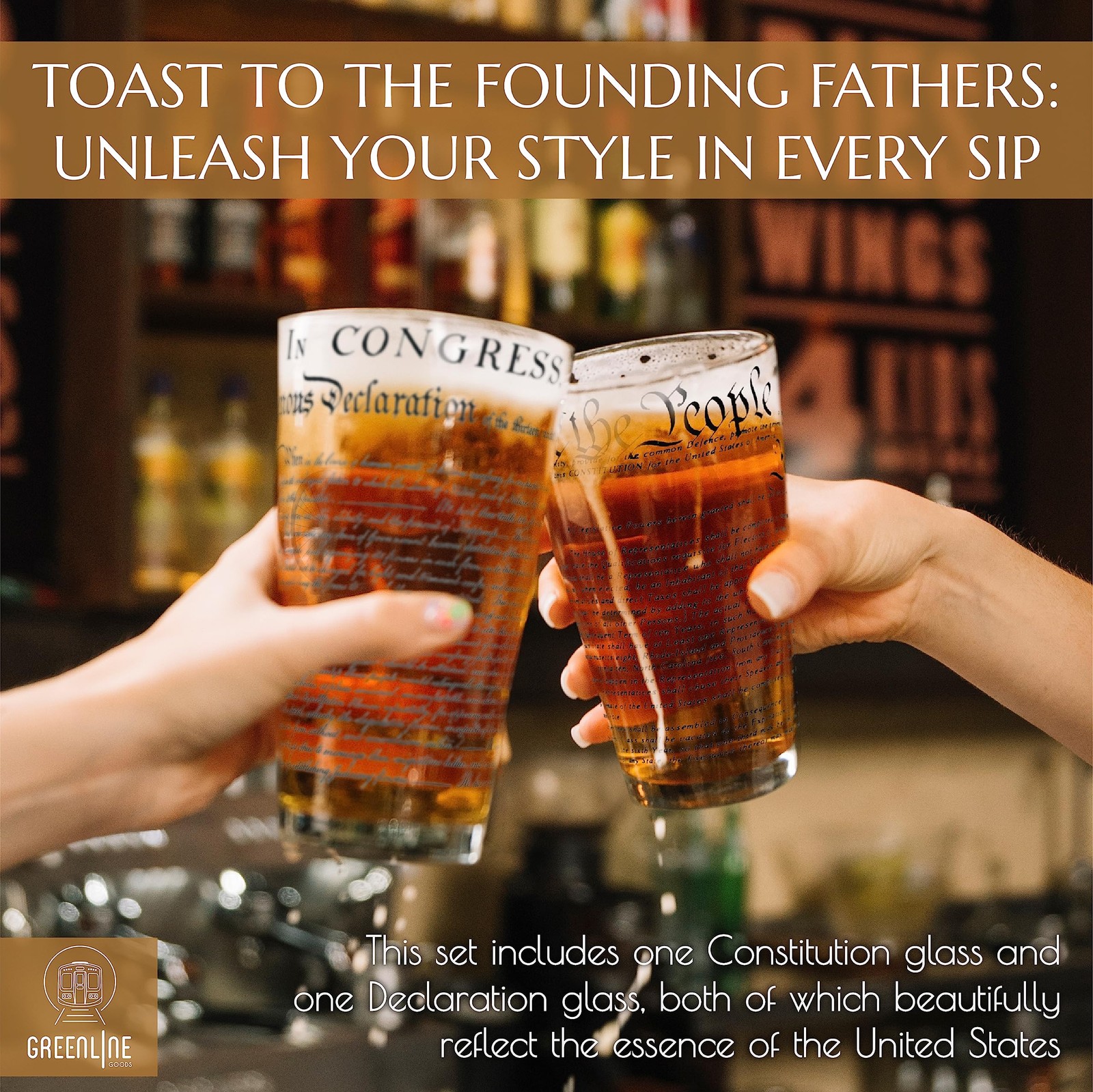 – United States Constitution & Declaration of Independence Glasses (Set of 2)... gallery