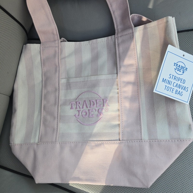 SAME DAY SHIPPING - Trader Joe’s Mini Pastel Stripe Tote Bag Set of 4 gallery