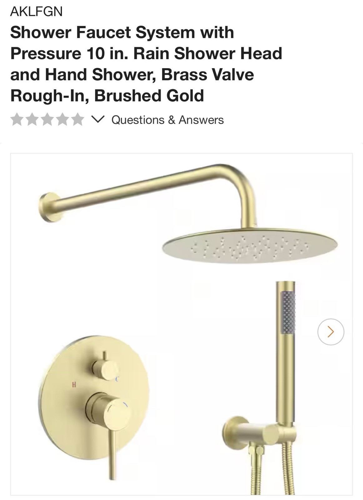 Luxury Brushed Gold Rain Shower System with Mixer Faucet & Valve Included gallery