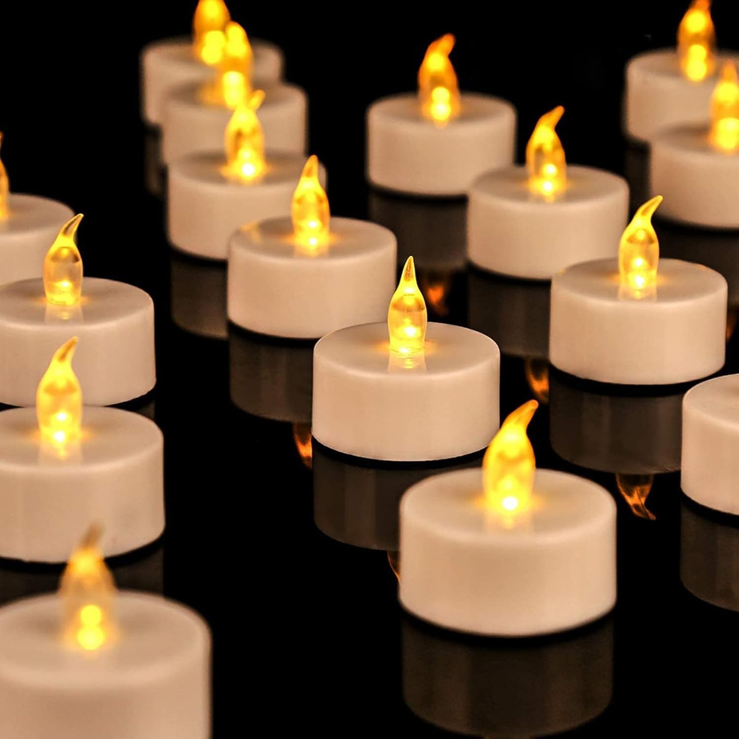 24-Pack Flamele LED Tea Light Candles in Warm Yellow Flickering Battery Operated gallery