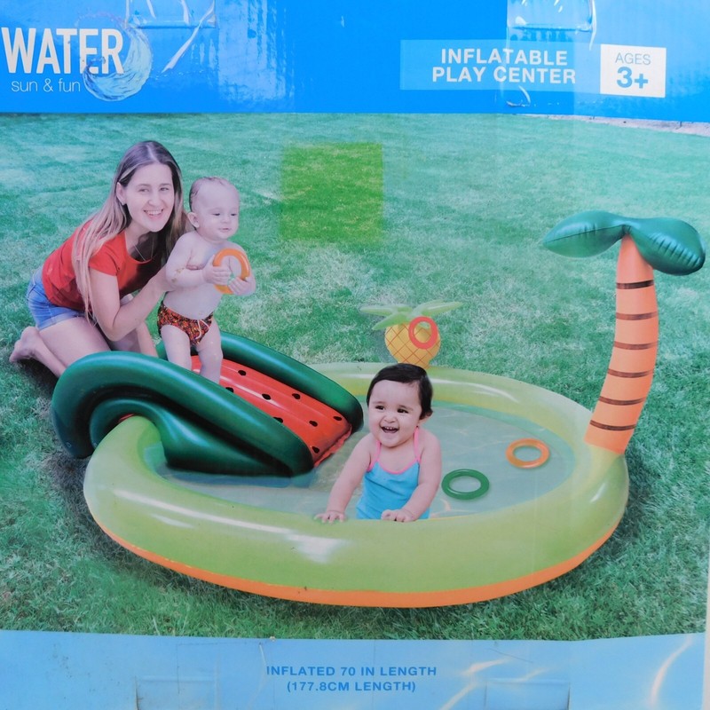 Inflatable Toddler Kiddie Pool Play Center Slide Sprinkler Ring Toss #C688 gallery