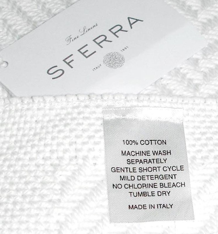 Sferra Costa Solid White Cotton Throw Blanket Herringbone Weave/Fringe 50x70 New gallery