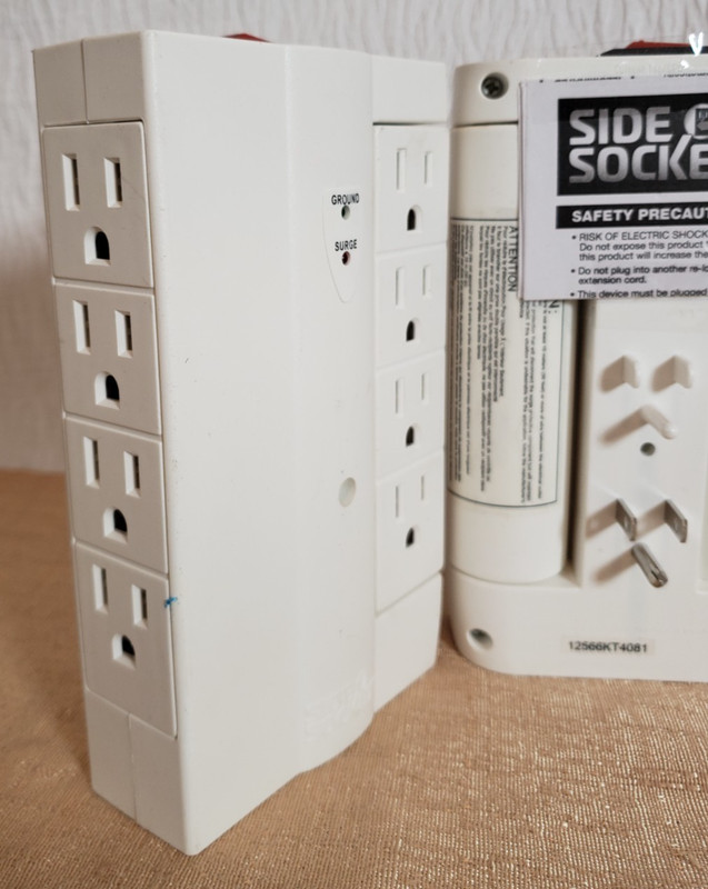 3 Good Used ELITE SIDE SOCKET 8 Plug /Outlet Expander Extender 90 Degree WHITE gallery
