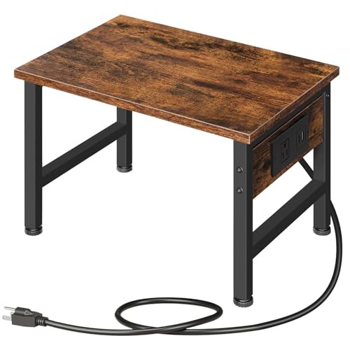 Printer Stand for Desk, Desktop Printer Stand with Rustic Brown + Black gallery