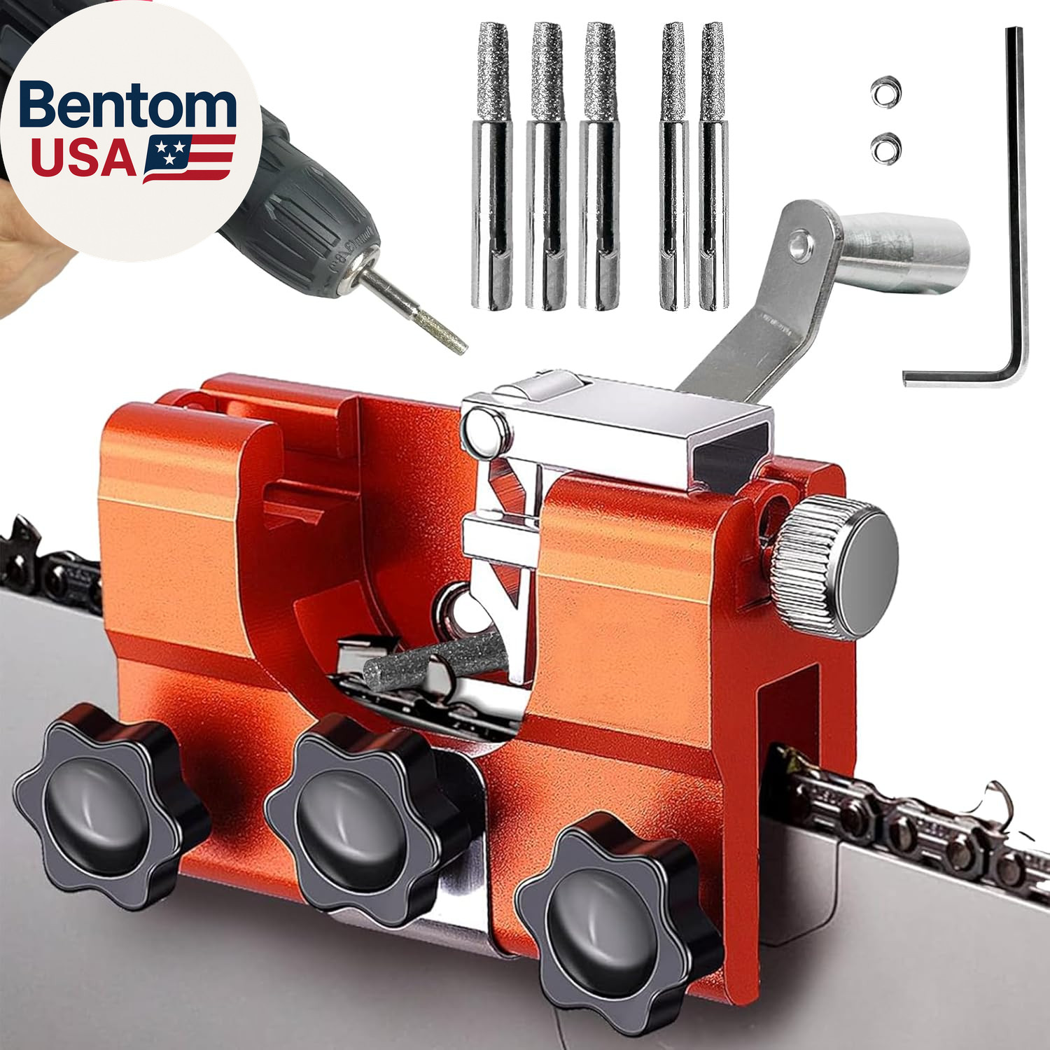 2025 Upgraded Chainsaw Sharpener,Chain Saw Sharpening Jig,Hand-Cranked Chainsaw gallery