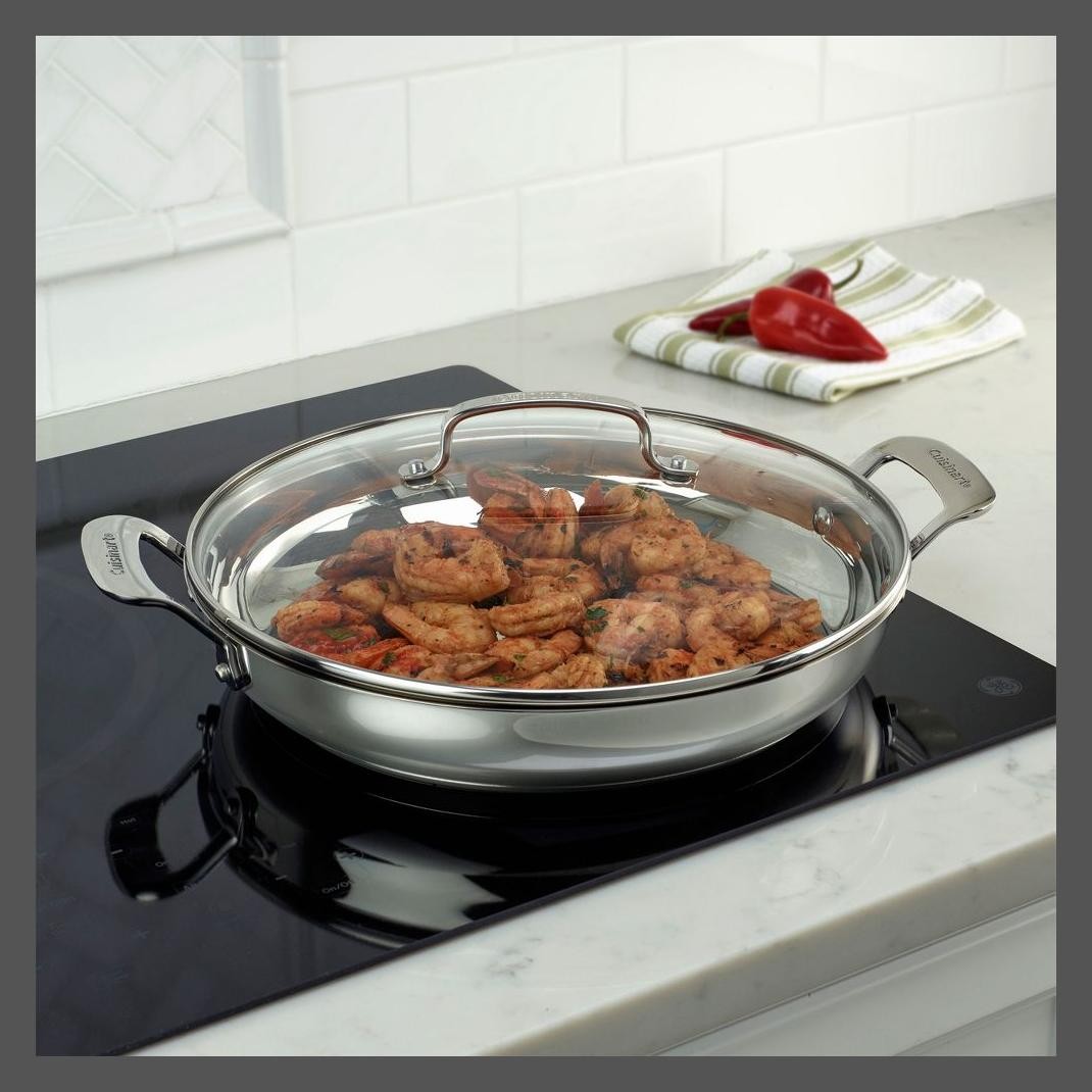 Cuisinart 2PC Stainless Steel Everyday Pan Set 500F 3.53QT 12" Cover Oven gallery