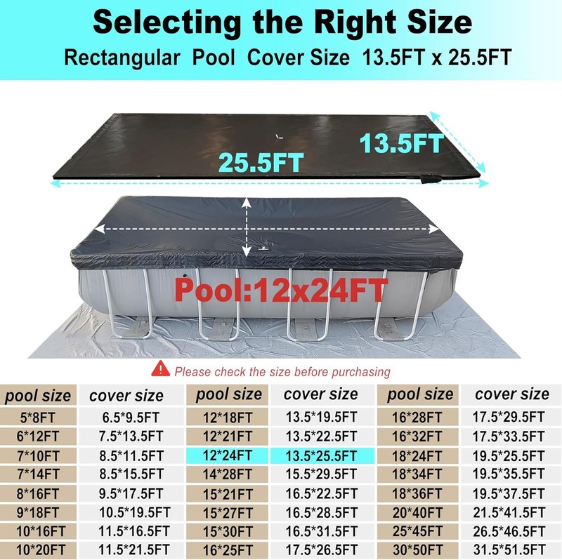 12x24Ft Rectangular Pool Cover with Side Storage for Oval and Rectangular Above gallery