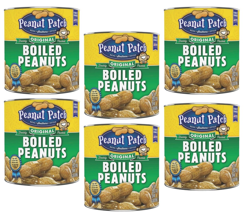 6 Cans Peanut Patch Original Canned Boiled Peanuts Gluten Free Size 27 oz 6-pck