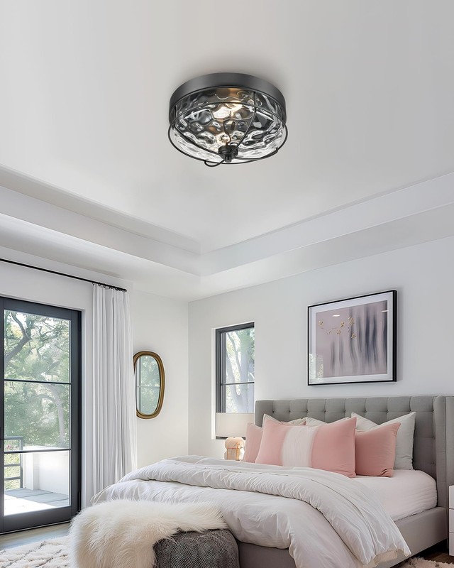Hwh Investment Black Flush Mount Ceiling Light Hwh 12 Inch 2-Light Farmhouse gallery