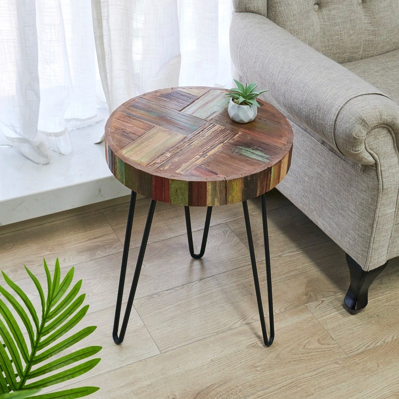 Greenage End Table Sofa Side Table Reclaimed Wood Living Room Bedroom Furniture gallery