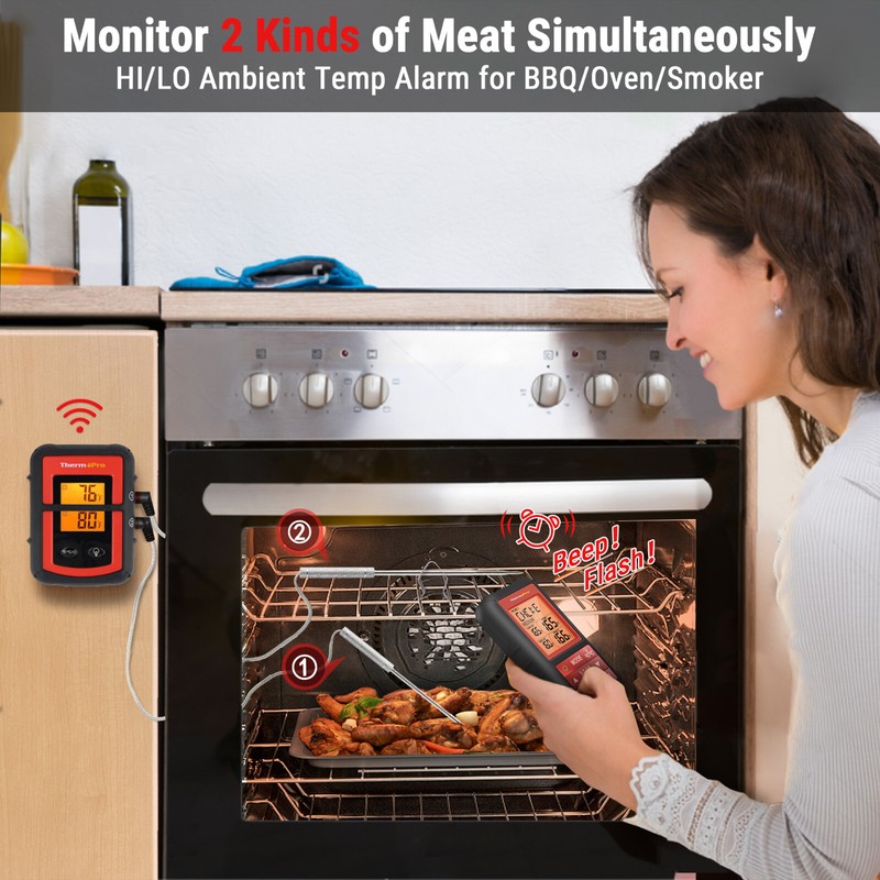 ThermoPro TP20BW 500FT Wireless Remote Meat Thermometer Cooking with Dual Probes gallery