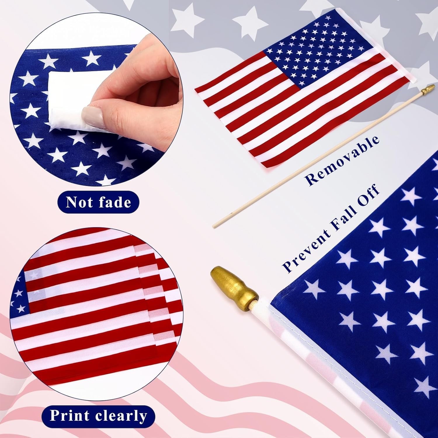 400 PCS American Flag Bulk, 8 X 12 Inches Small US on Stick Flags Bulk Mini Spea gallery