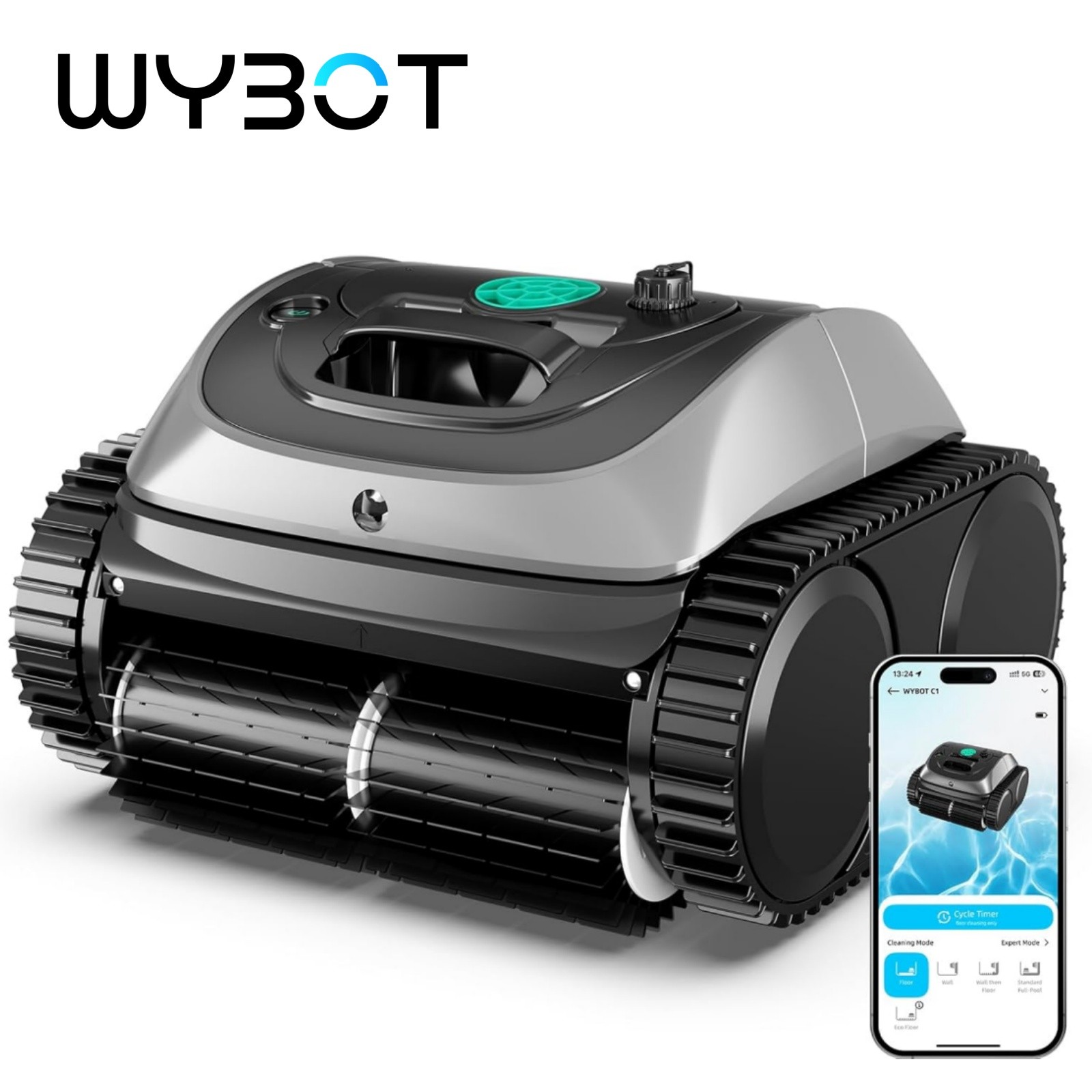 WYBOT C1 Pool Cleaner Wall Climb Cordless Pool Robot In-Ground Pools Open gallery