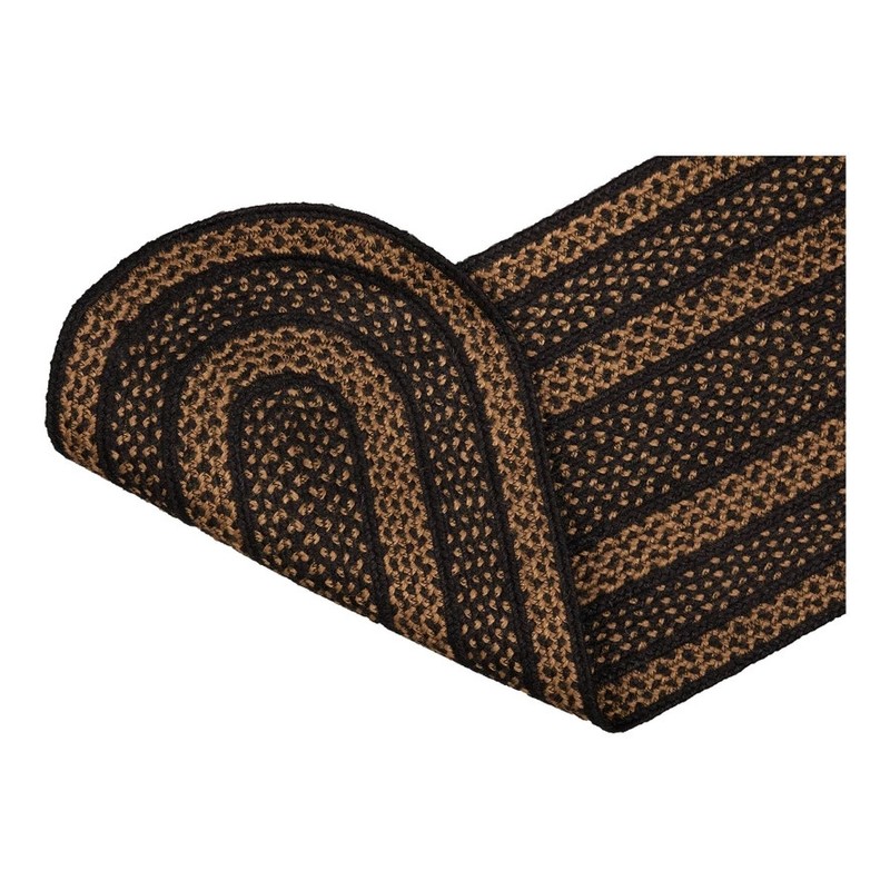 Table Runner Black & Tan Jute Primitive 13x48 Oval Striped Kitchen VHC Brands gallery