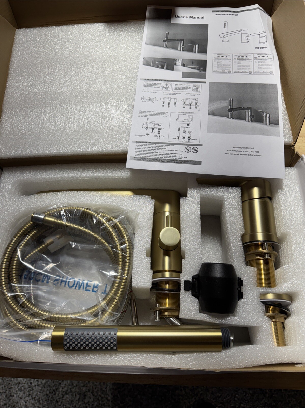 DeckMounted Waterfall Roman Tub Faucet w.Handshower RB1089 BRUSHED GOLD gallery