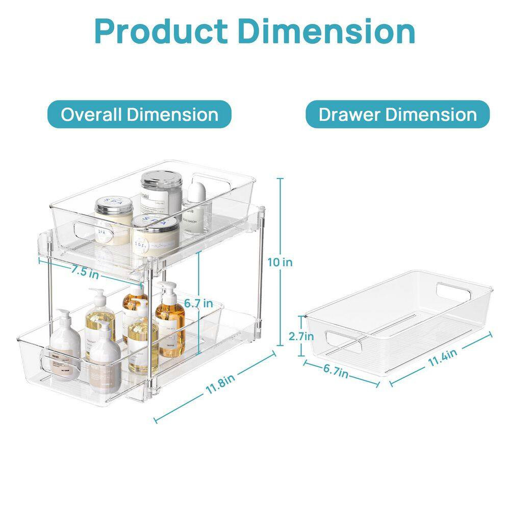 Multi-Purpose Tabletop Mount Slide-Out Drawer Non-Slip Shower Caddy, 4-Pack Bath gallery