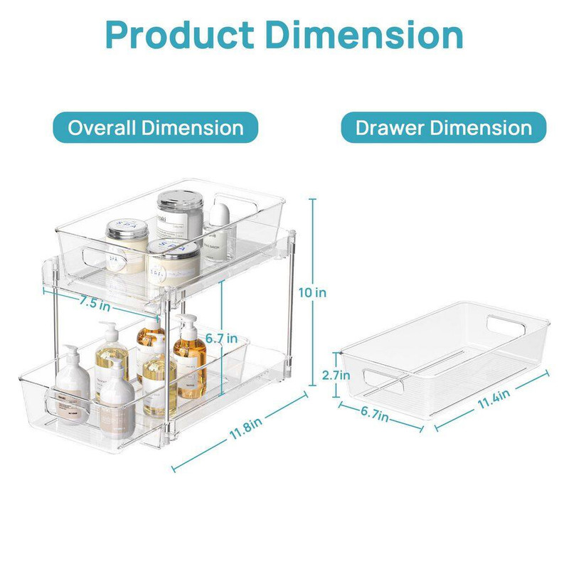 Multi-Purpose Tabletop Mount Slide-Out Drawer Non-Slip Shower Caddy, 4-Pack Bath gallery
