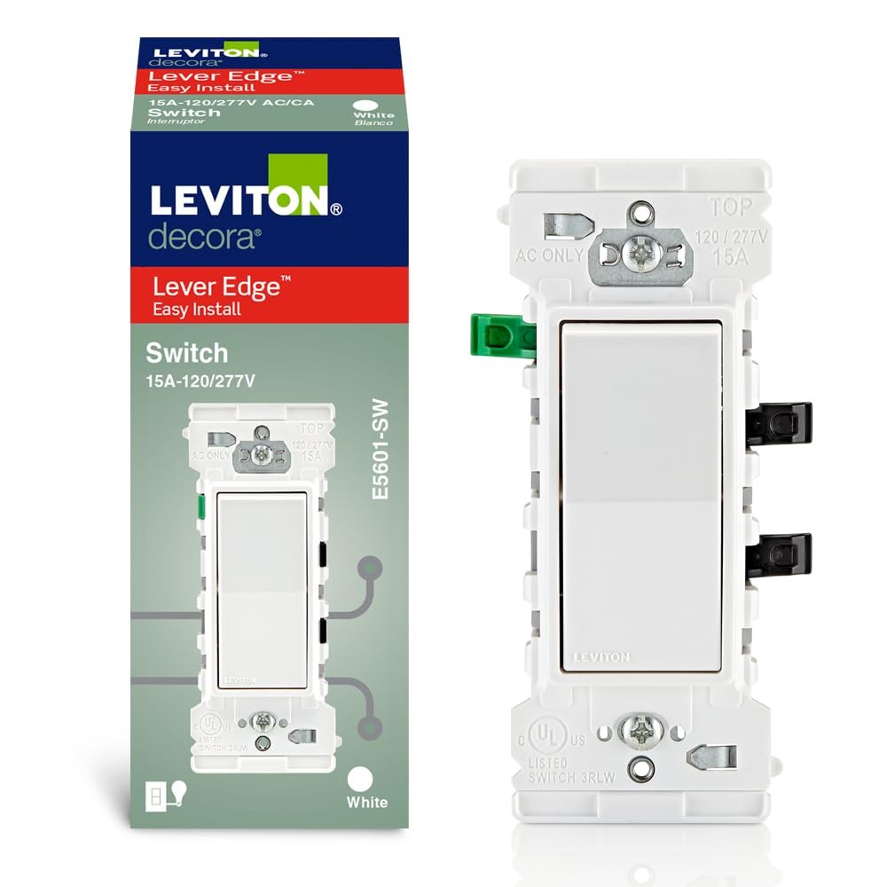 Leviton Lever Edge 15 amps Single Pole Rocker Rocker Switch White gallery