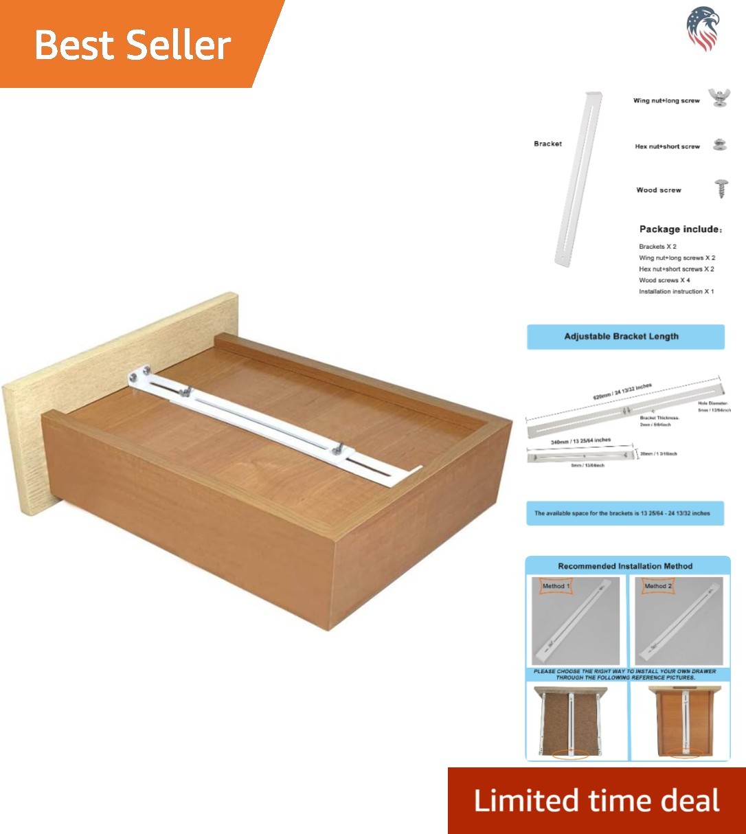 Drawer Repair Kit Compatible with Wooden MDF Chipboard Heavy Duty Steel Hardware gallery