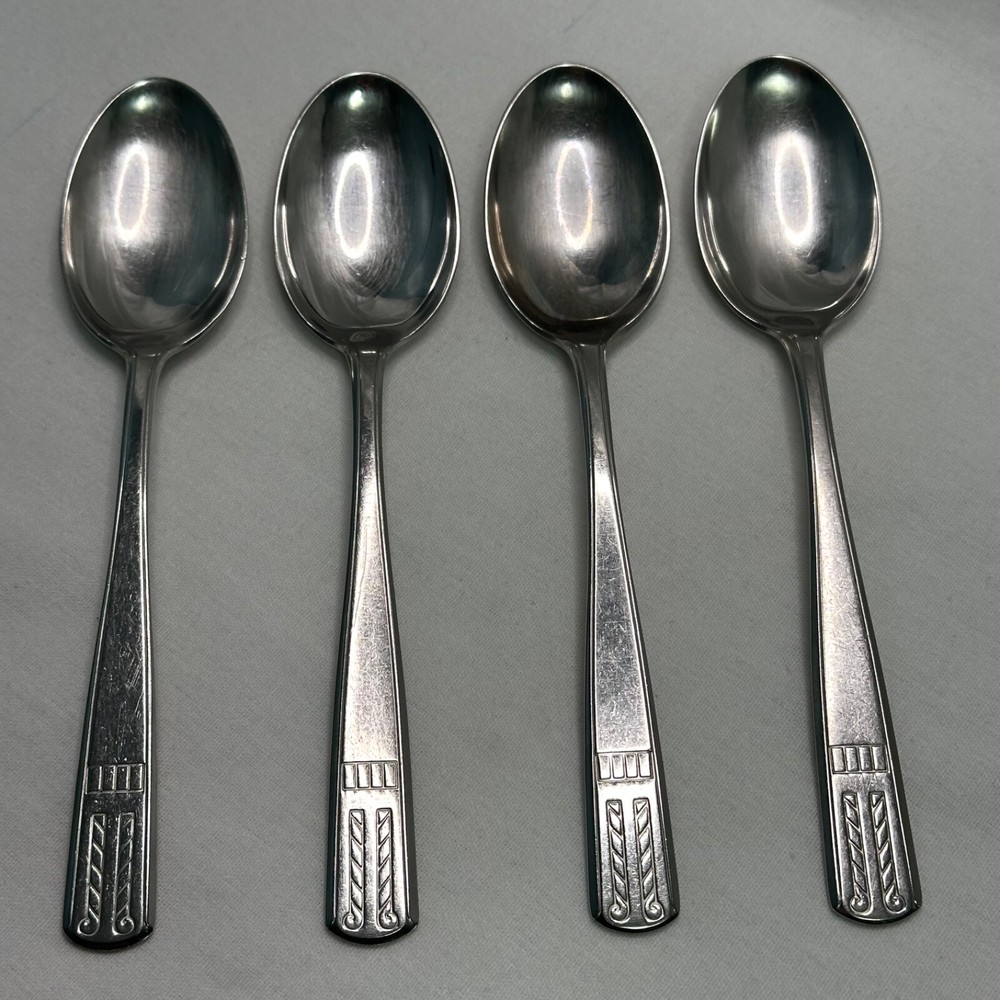 Providence ELEGANCE Stainless Flatware Lot of 4 Oval Place Spoons 7 3/8" Vintage