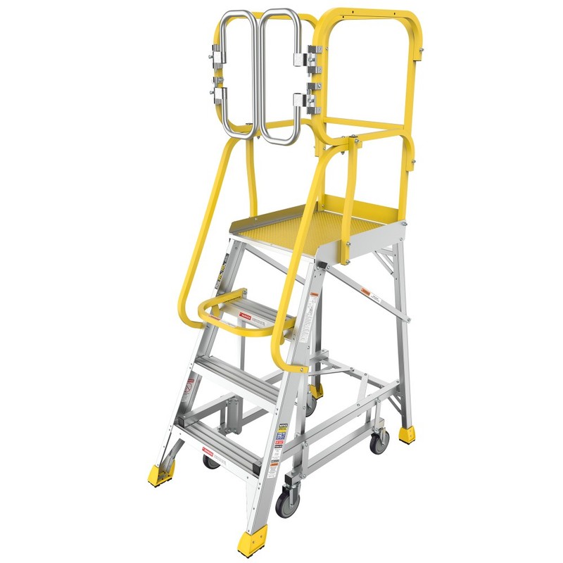 4 Step 375lbs Aluminum Rolling Platform Ladder gallery
