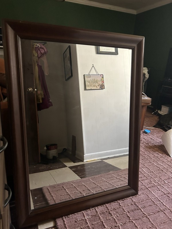 Brown Wood Framed Rectangular Wall Mirror Horizontal 40in x 31in 15in W gallery