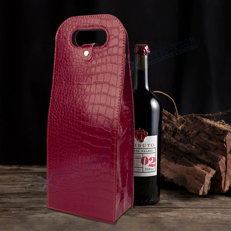 2-Bottle Leather Wine Tote Bag Protector Champagne Gift Bag with Handle For Gift gallery