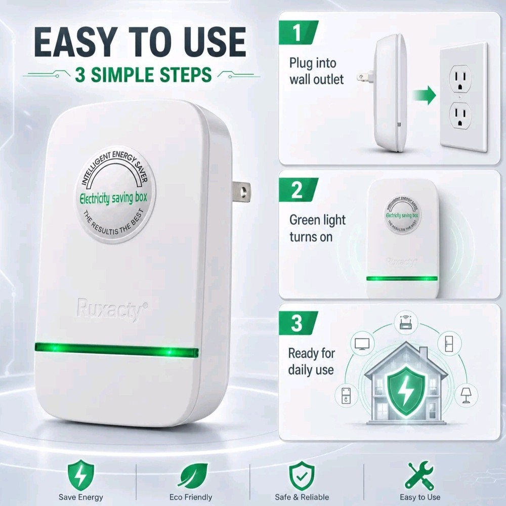 Compact Plug-In Power Box with US Plug, Built-In Indicator Light, Portable...